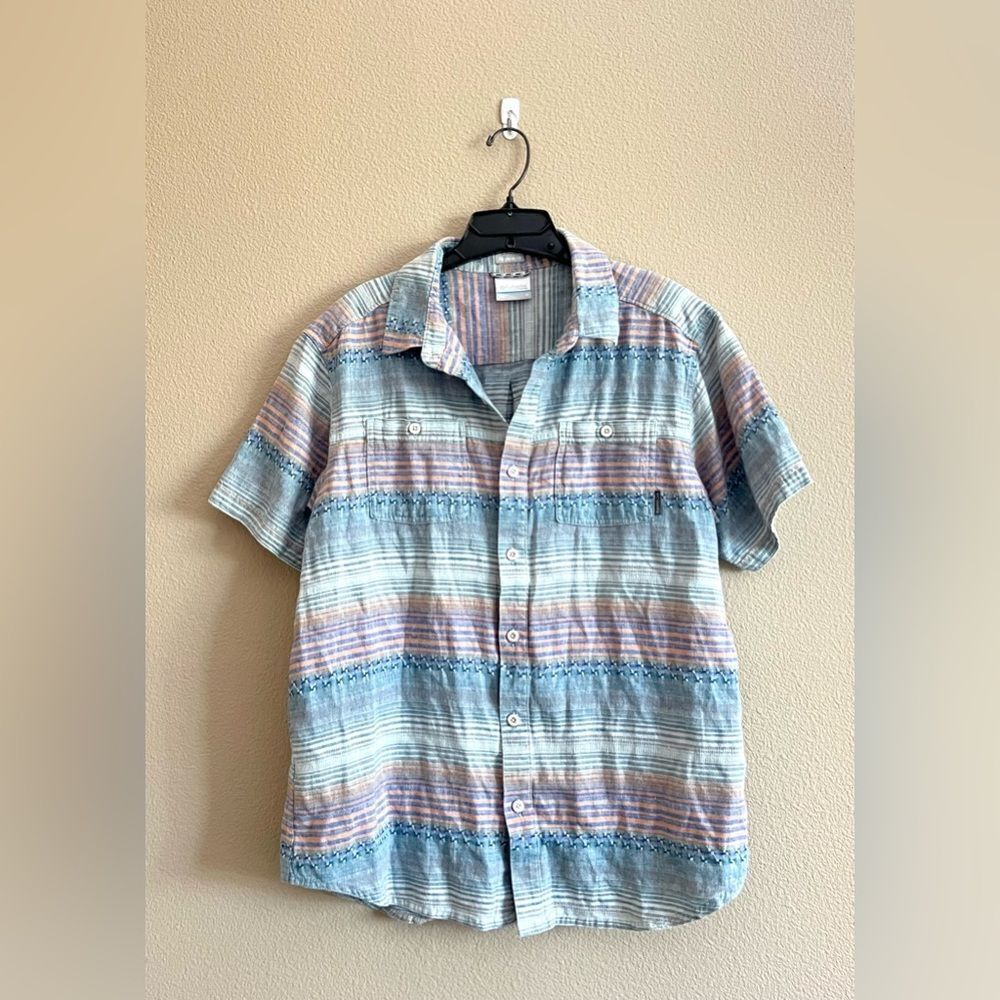 Columbia Striped Hemp Blend Button Down Shirt